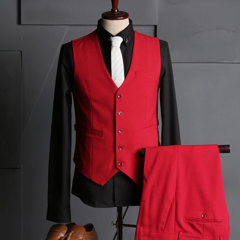 2023 Affärskostymer Män Gifter Sig Röda Kostymer