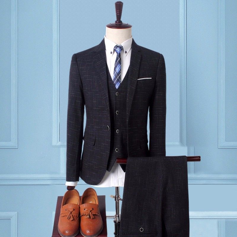 Kostym Dräkt Herr Tredelad Business Casual Professionell Högtidlig Klänning Groomsmen Brudgum Bröllopsklänning Vår Sommar