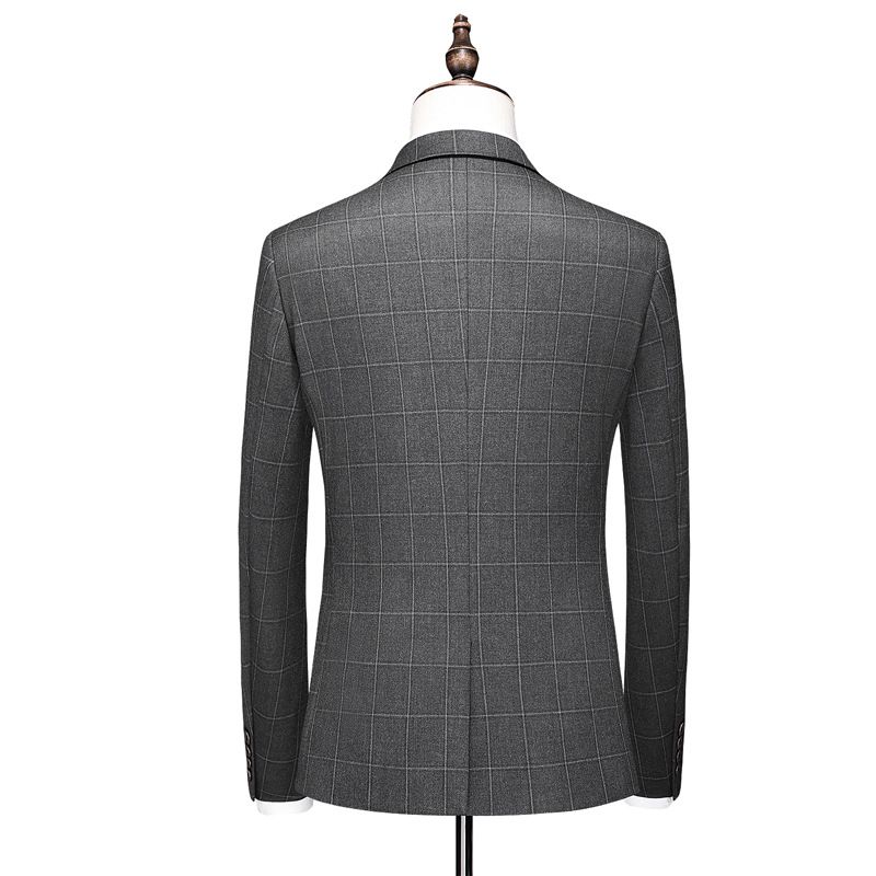 Kostym Män Business Casual Tvådelad Mode Rutigt Bröllop Brudgum Klänning Groomsmen