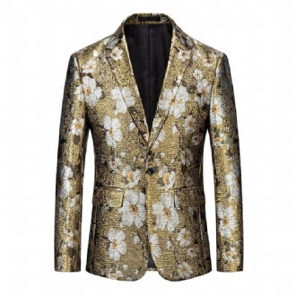 2023 Golden Flower Western Fitted Jacka Guld Printed Suit Top Herr