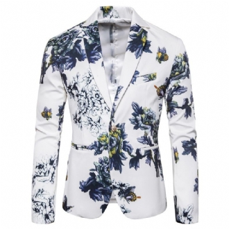 Blommig Kostym Gentleman Business Slim Suit Jacka Flower