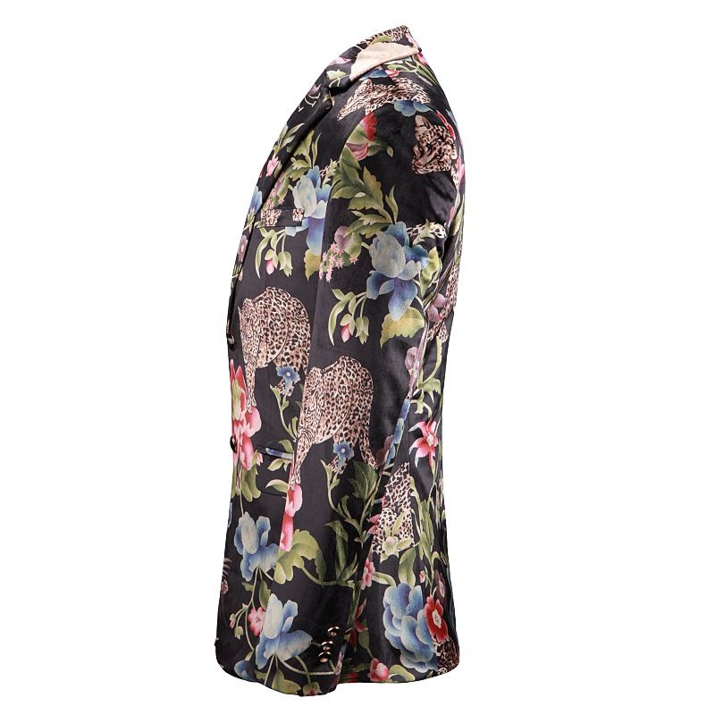 Blommigt Tryck Plus Size Kostym Män Business Casual Blommig