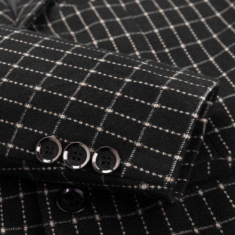 Herr Business Casual Rutad Kostymjacka Modetrend Herrtopp Vår Höst Slim Fit