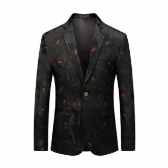 Herr Business Casual Suit Jacquard Dress Groomsmen Kostym Jacka