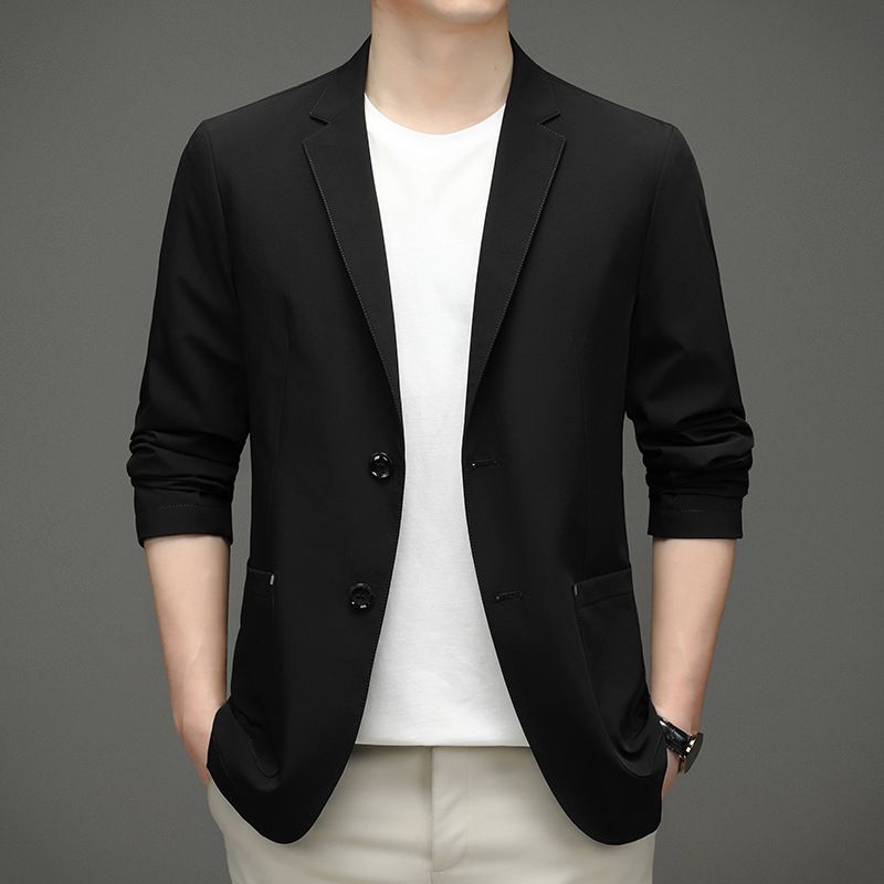 Herrkostymer Enfärgade Vardagligt Mode Ungdomar Företag Högtidlig Klädsel Tunn Kappa Slim Fit Liten Kostym Trend