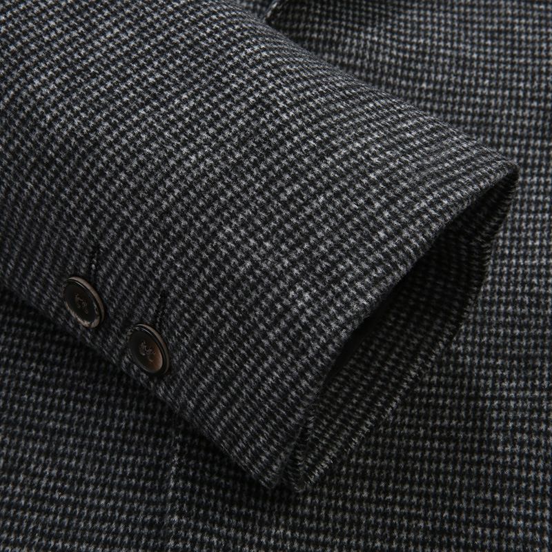Höst Vinter Liten Houndstooth Gexi Enkelkappa Casual Business Kostym Högkvalitativ Smal Kappa