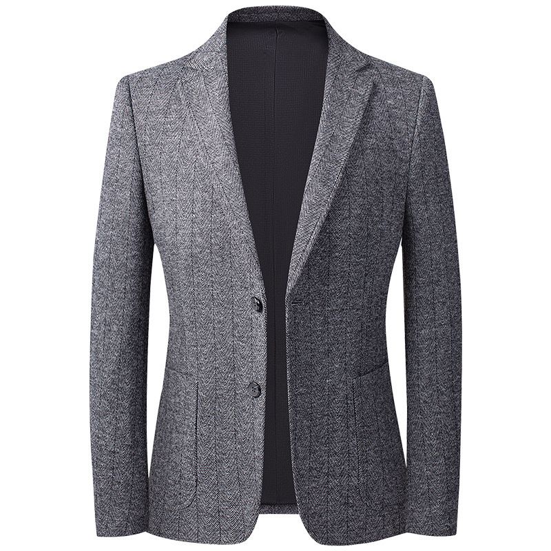 Höst Vinter Stickad Ylle Kostym Mellan Unga Mäns Liten Herr Slim Ull Casual