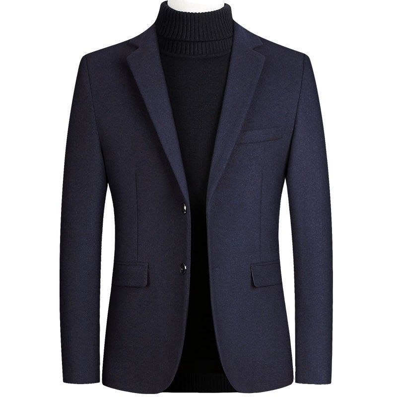 Höst Vinterjacka Ylle Män Business Casual Enfärgad Kostymjacka Ull