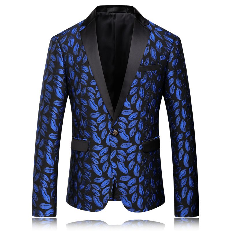 Hösten Vintern Mode Slim Casual Klänning Rock Blad Mönster Kostym Män