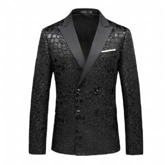 Män Professional Plus Size Suit Jacka Dubbelknäppt Lapel Collar Enfärgad Kostym