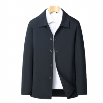 Pappa Vår Höstjacka Lapel Medelålders Herrjacka Vanlig Knapp Äldre Män Casual Toppar