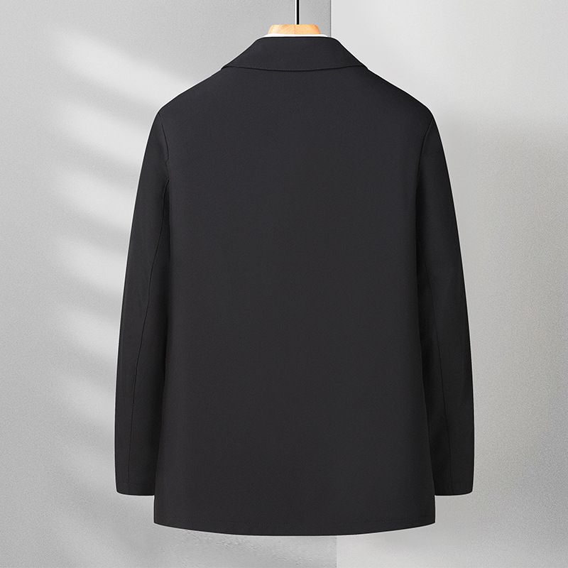 Pappa Vår Höstjacka Lapel Medelålders Herrjacka Vanlig Knapp Äldre Män Casual Toppar