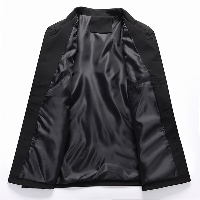 Pappa Vår Höstjacka Lapel Medelålders Herrjacka Vanlig Knapp Äldre Män Casual Toppar
