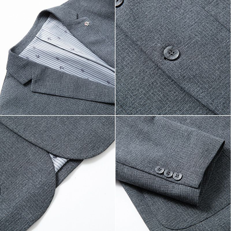 Plus Size Mäns Vårlös Fet Mansjacka Gödningsmedel Att Öka Platta Lapelkrage Business Casual Kostym