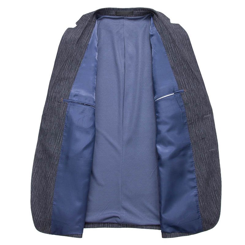 Randig Kostym Vår Höst Tunn Vardagsdräkt Män Slim Fit Liten Kostymjacka