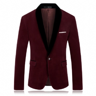 Slim-fit Casual Klänning Coat Colorblock Krage Enfärgad Business Kostym Topp Män