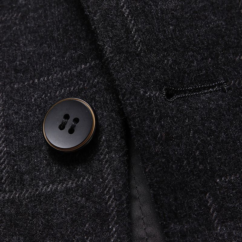 Ulldräkt Herr Höst Vinter Elastisk Järnfri Pläd Män Casual Liten Kostymjacka Slim Fit