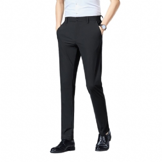 Tunna Slim Fit Byxor Män Business Casual Vår Höst Herr Kvalitet Stretch Nylon Rak Kostym