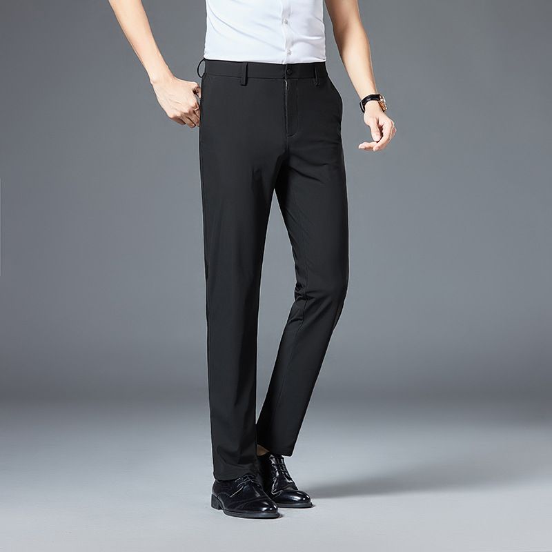 Tunna Slim Fit Byxor Män Business Casual Vår Höst Herr Kvalitet Stretch Nylon Rak Kostym