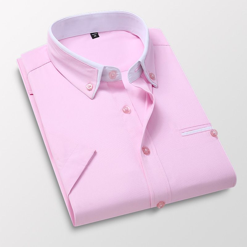 Kortärmad Skjorta Manlig Kejsare Skapare Sommar Herrskjorta Slim Fit Järnfri Fritidsklänning Groomsmen Foder