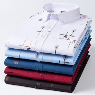 Vår Höst Mode Bronzing Långärmade Skjortor Urban Business Slim Shirts Daily Casual Stretch Single Tops