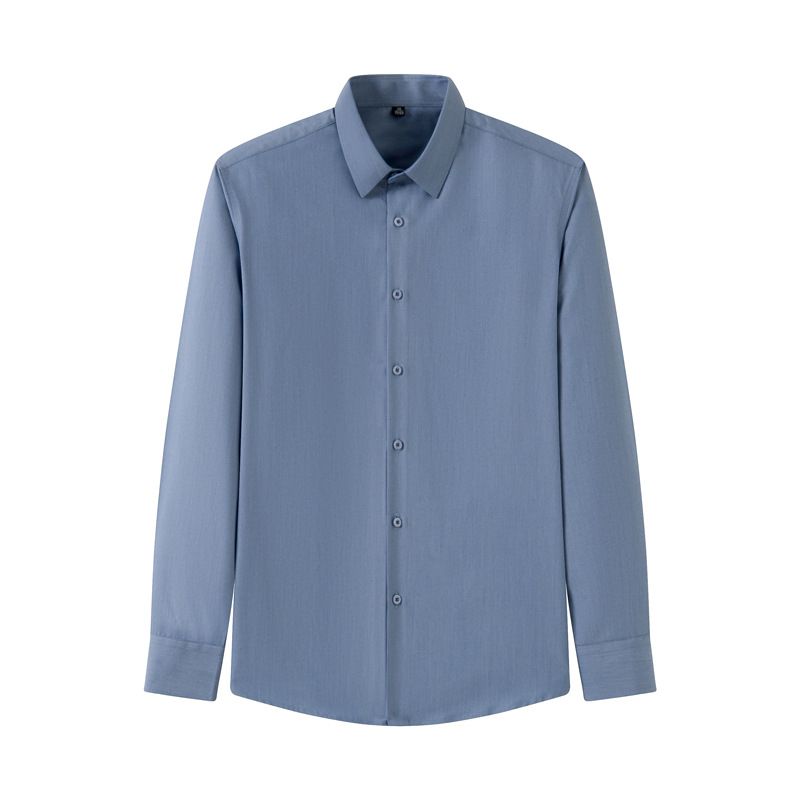 Våren Enfärgad Långärmad Herrskjorta Business Casual Enkla Arbetskläder