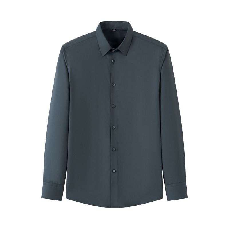 Våren Enfärgad Långärmad Herrskjorta Business Casual Enkla Arbetskläder