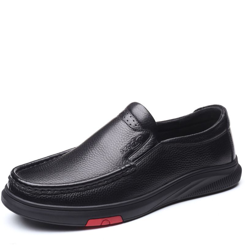 2022 Hösten Mäns Varma Fleeceskor Läder Fashion Business Slip-on Skor Andas Bekväma Pappa