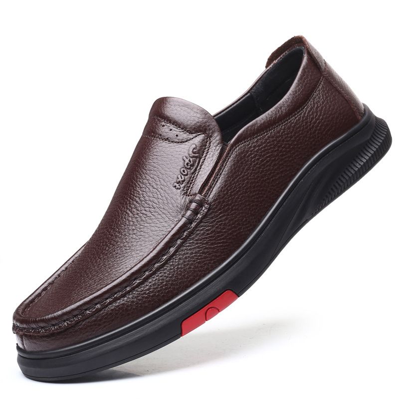 2022 Hösten Mäns Varma Fleeceskor Läder Fashion Business Slip-on Skor Andas Bekväma Pappa