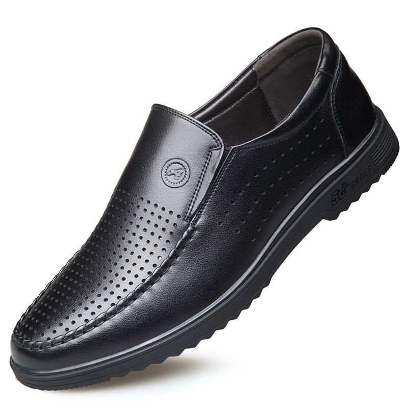 2023 Hösten Mäns Lågtoppade Läderskor Fritidsläder Bruna Slip-on Skor Wenzhou