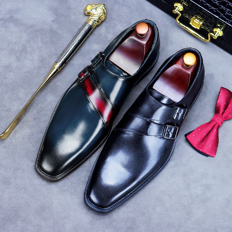 Business Casual Läderskor Herr Vardagsskor Spänne Andas Herrskor Formella Läder Singelskor Brittiska Skor Män
