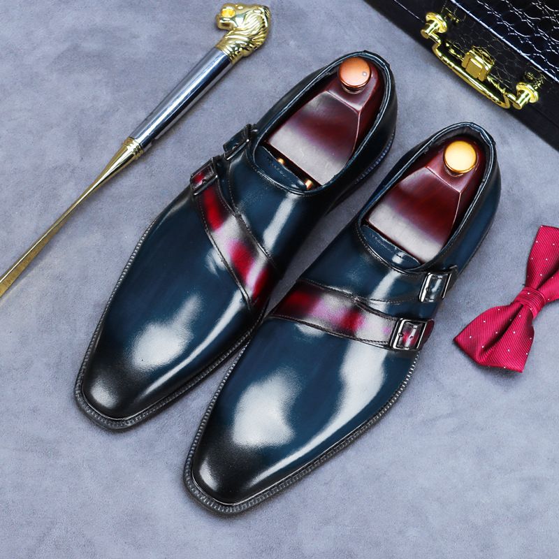 Business Casual Läderskor Herr Vardagsskor Spänne Andas Herrskor Formella Läder Singelskor Brittiska Skor Män