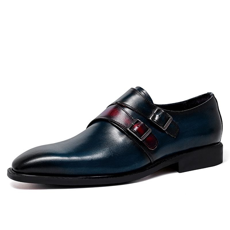 Business Casual Läderskor Herr Vardagsskor Spänne Andas Herrskor Formella Läder Singelskor Brittiska Skor Män