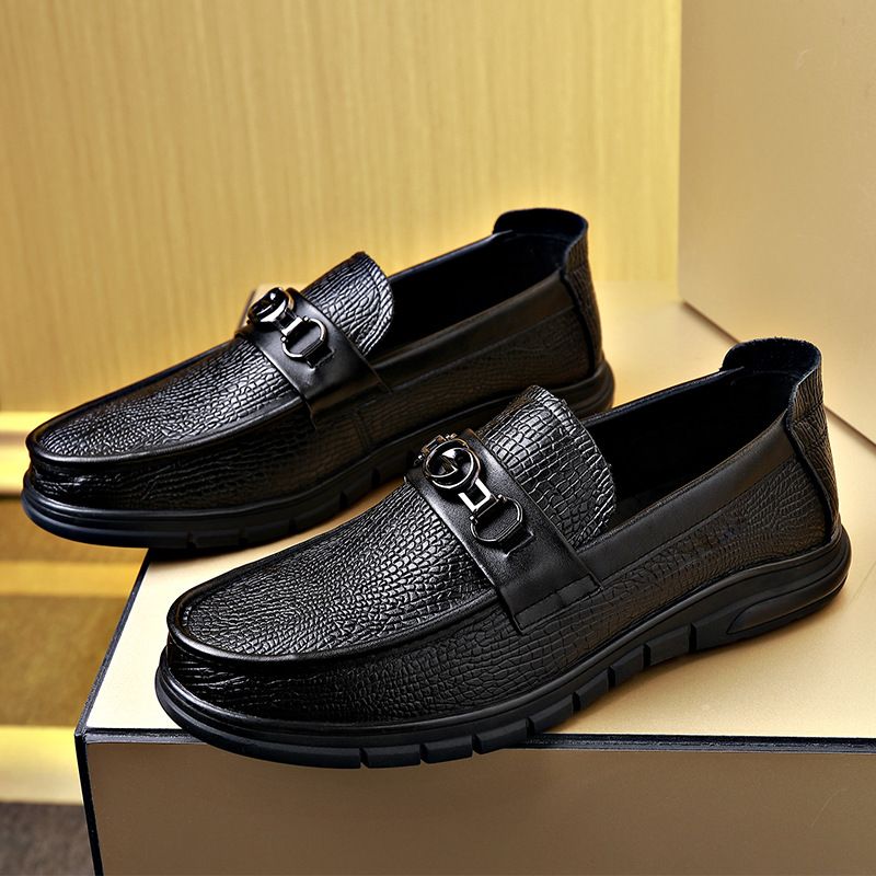 Doudou Skor Herr 2022 Trend Lazy One Pedal Fritids Läder Kör Loafers Mjuk Botten Herrskor