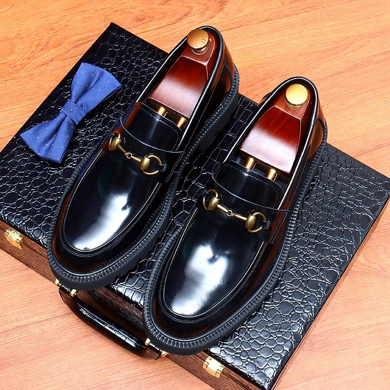 Herrskor Läder Horsebit Loafers Business Casual Skor Herr Tjock Sula Läderskor Rund Tå