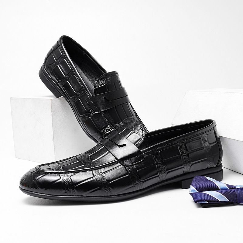 Höstens Avslappnade Läderskor Herr Affärstrend Lätta Andningsbara Slip-on Läder Loafers Män