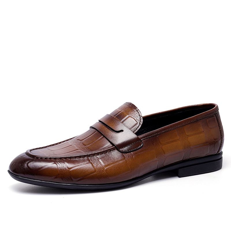 Höstens Avslappnade Läderskor Herr Affärstrend Lätta Andningsbara Slip-on Läder Loafers Män