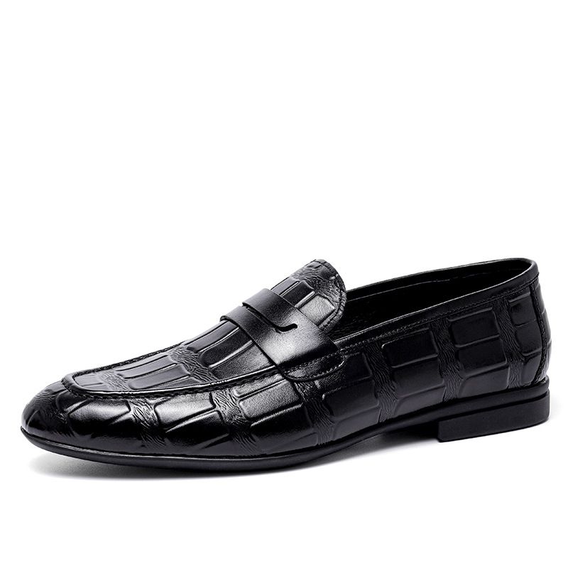 Höstens Avslappnade Läderskor Herr Affärstrend Lätta Andningsbara Slip-on Läder Loafers Män