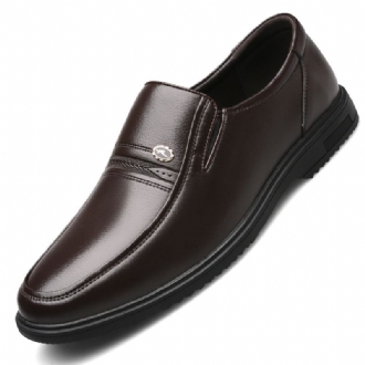 Höstens Medelålders Äldre Läderskor Herrskor Med Mjuka Sulor Slip-on Skor Business Casual Pappa