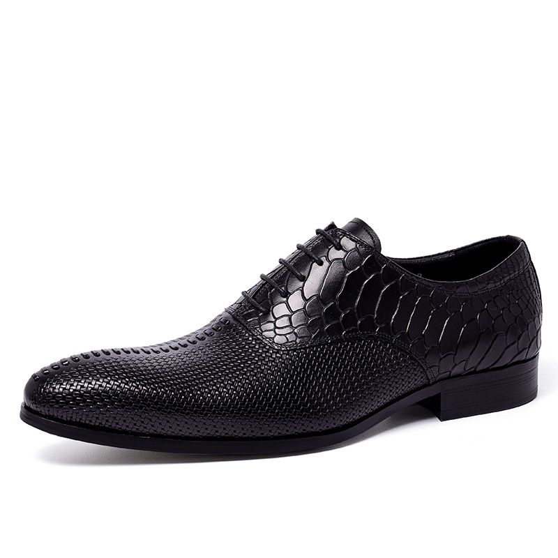 Läder Business Dress Skor Herr Bröllop Snörning Trend Brittiska Casual Män
