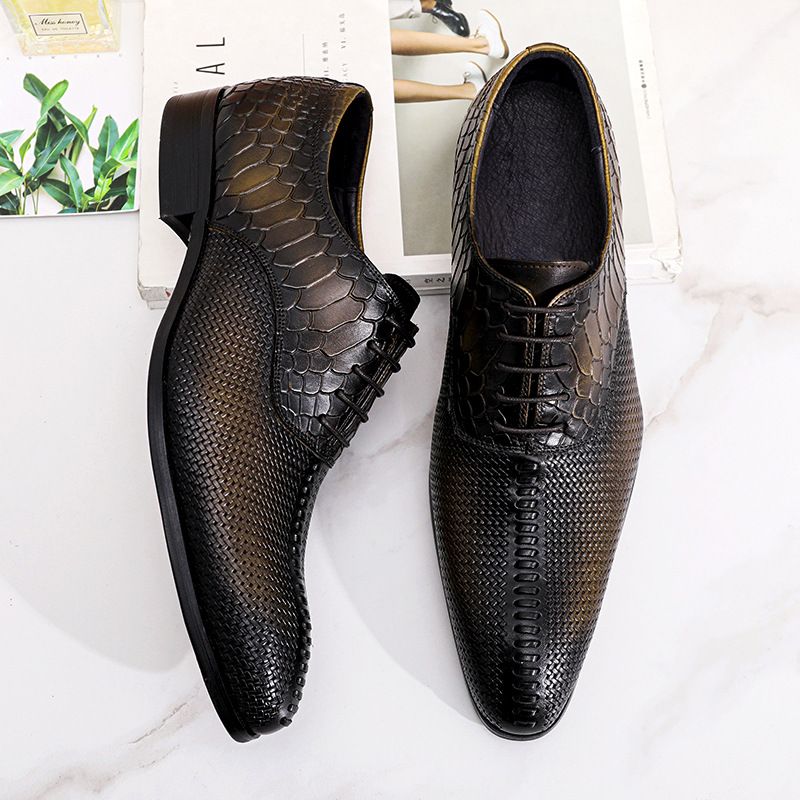 Läder Business Dress Skor Herr Bröllop Snörning Trend Brittiska Casual Män