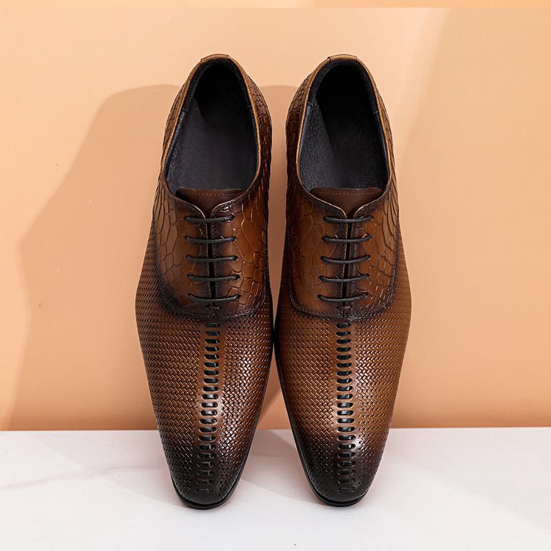Läder Business Dress Skor Herr Bröllop Snörning Trend Brittiska Casual Män